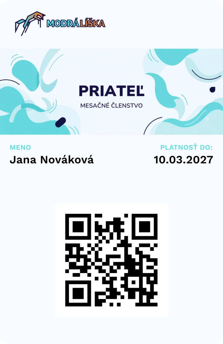 Ukážka mesačnej digitálnej karty Líščí Priateľ
