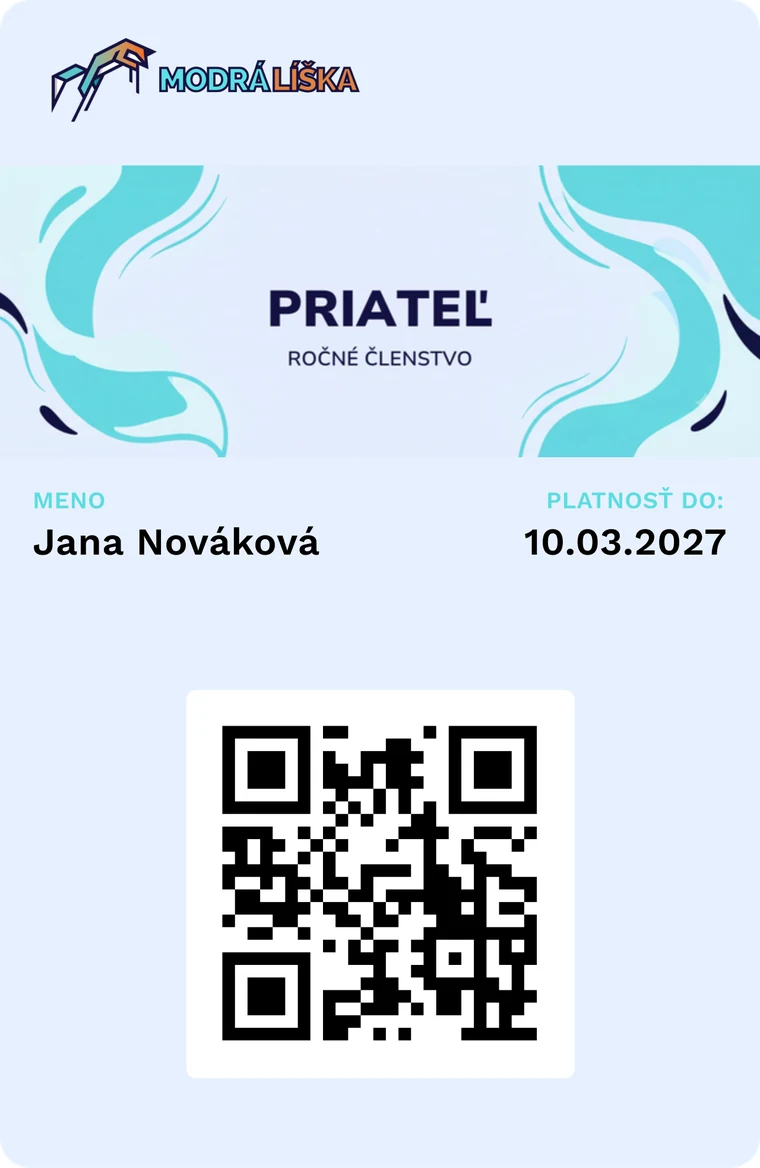 Ukážka ročnej digitálnej karty Líščí Priateľ