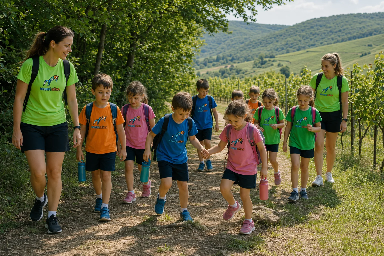 Deti na výlete v prírode počas letného tábora